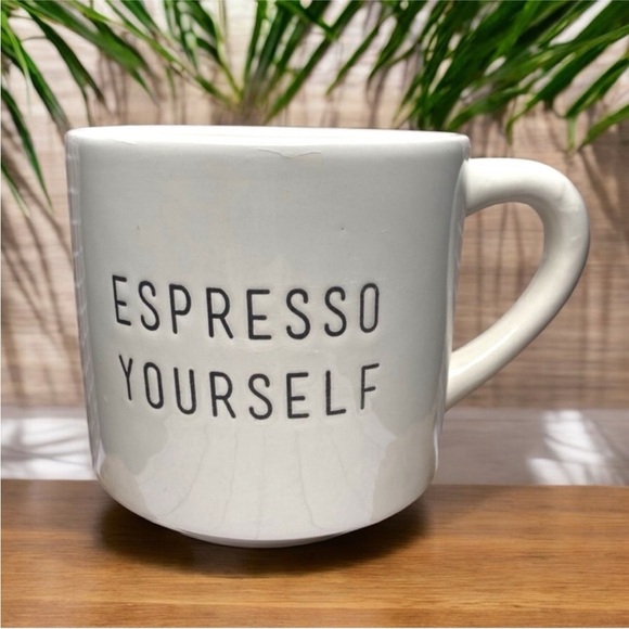 Espresso Yourself Earthenware White Coffee Mug - Espresso Mug / Express Yourself - Picture 1 of 6